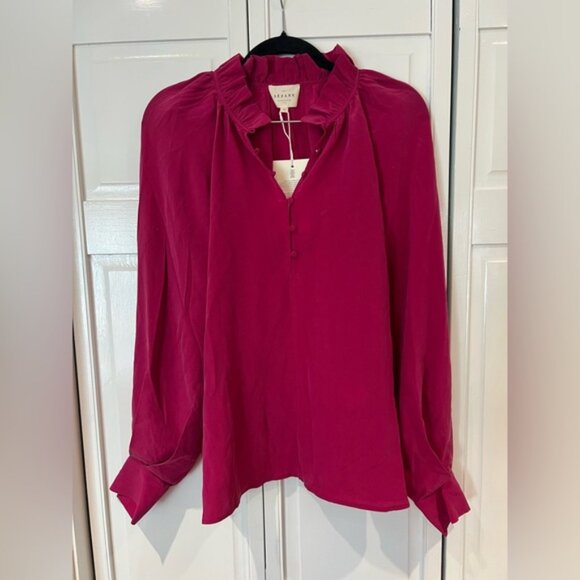 NWT Sezane Loubna Blouse Silk Long Sleeve Top - Picture 2 of 9